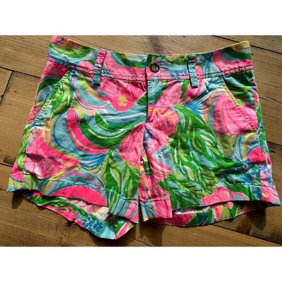 Lily Pulitzer The Callahan Shorts. Pink/Green. Size 2. Tropical. - Picture 1 of 7